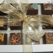 A wrapped gift box of assorted chocolates