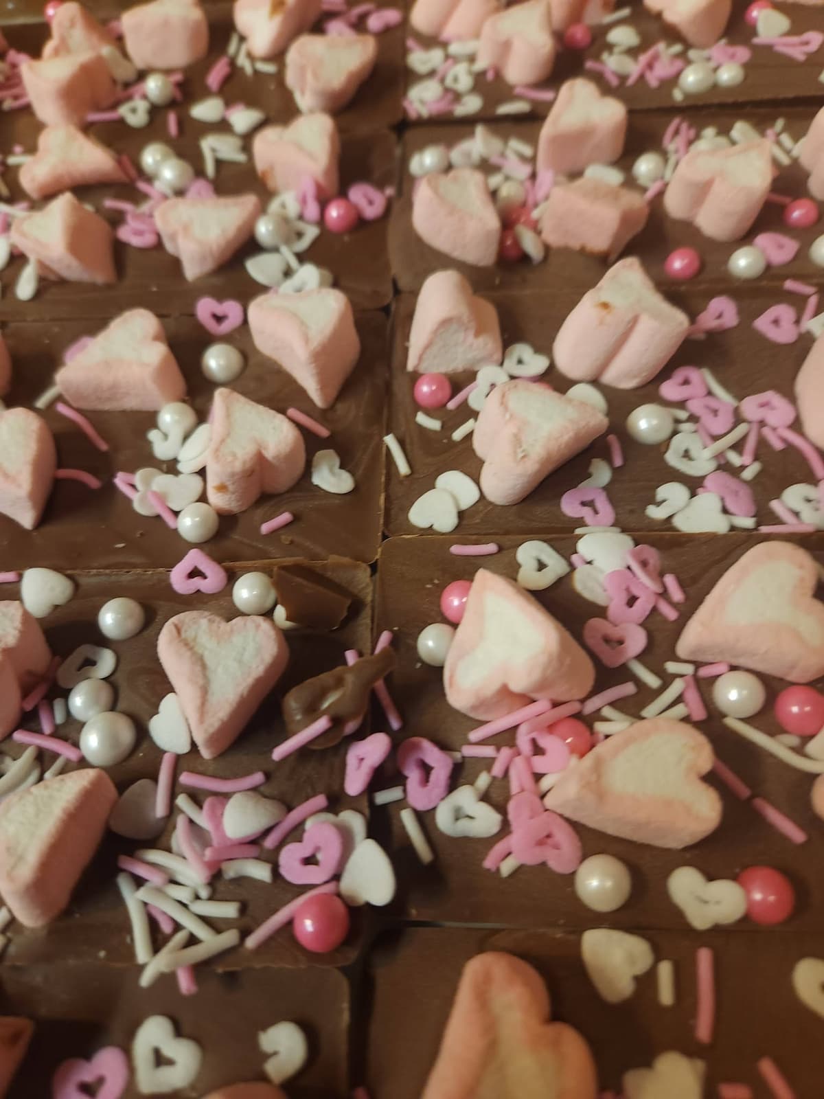 Heart-shaped chocolate bark for Valentine's Day